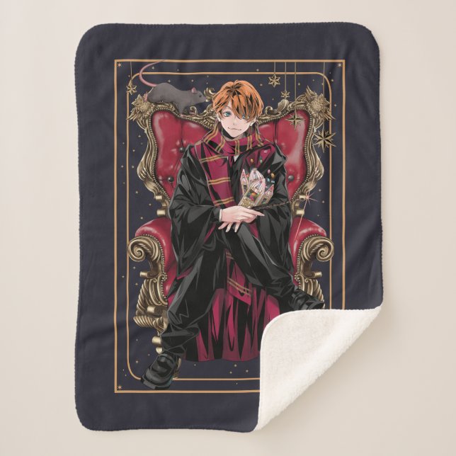 HARRY POTTER™ | Anime Ron Weasley Seated Sherpa Blanket (Front)