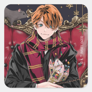 HARRY POTTER™   Anime Ron Weasley Seated Square Sticker