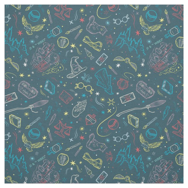 HARRY POTTER™ Artefacts Line Art Pattern Fabric (Swatch)