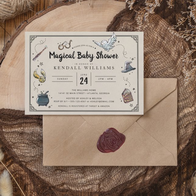 Harry Potter Baby Shower Invitation (Invitation on table)