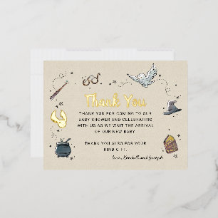 Harry Potter Baby Shower Thank You Foil Invitation Postcard