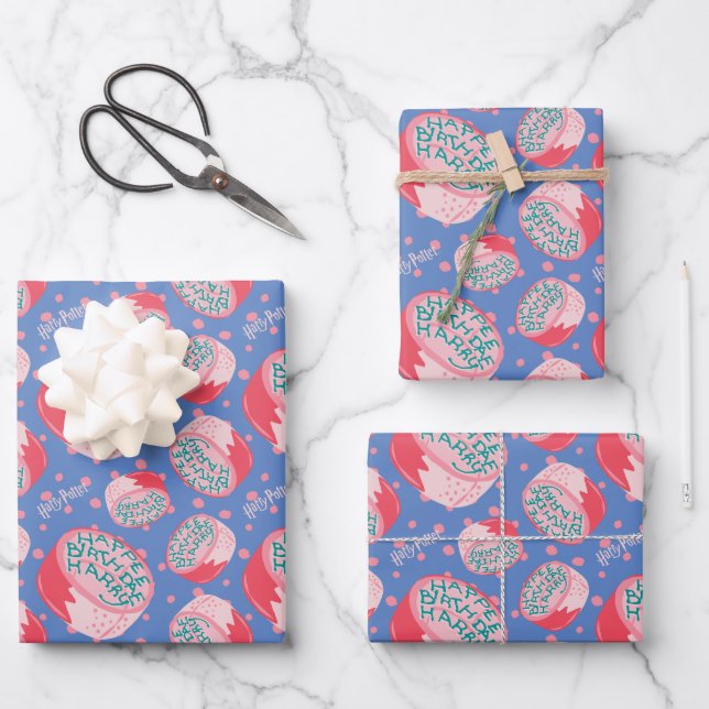 HARRY POTTER™ Birthday Cake Pattern Wrapping Paper Sheet (Front)
