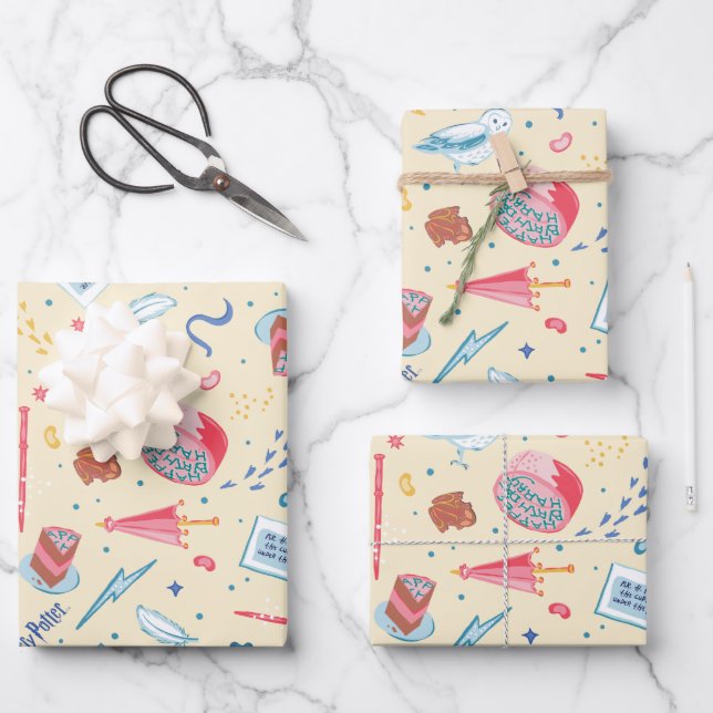 HARRY POTTER™ Birthday Celebration Pattern Wrapping Paper Sheet (Front)