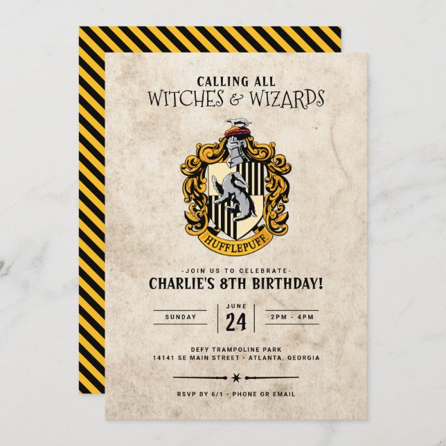 Harry Potter Birthday | Hufflepuff Invitation (Front/Back)