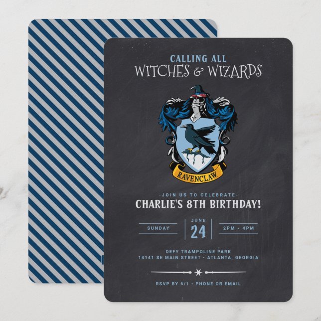 Harry Potter Birthday | Ravenclaw Chalkboard Invitation (Front/Back)