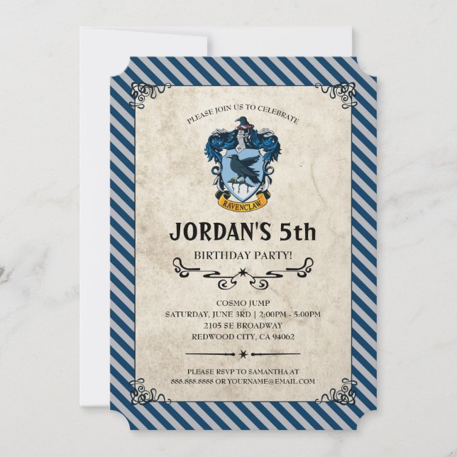 Harry Potter Birthday | Ravenclaw Invitation (Front)