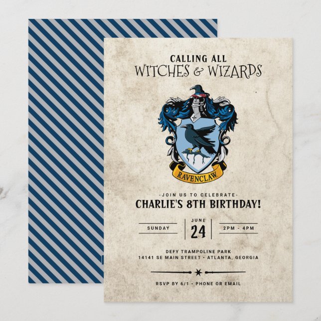 Harry Potter Birthday | Ravenclaw Invitation (Front/Back)