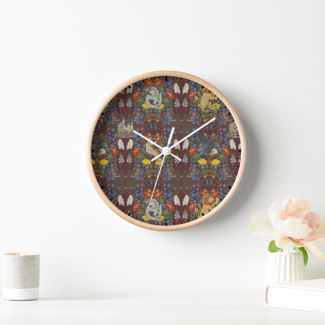 HARRY POTTER™ | Burgundy Watercolor Icon Pattern Clock (Home)