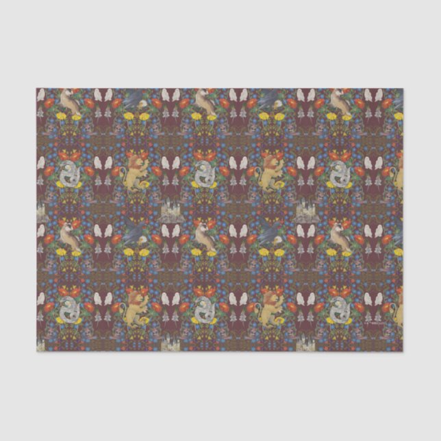 HARRY POTTER™ | Burgundy Watercolor Icon Pattern Tissue Paper (Front)