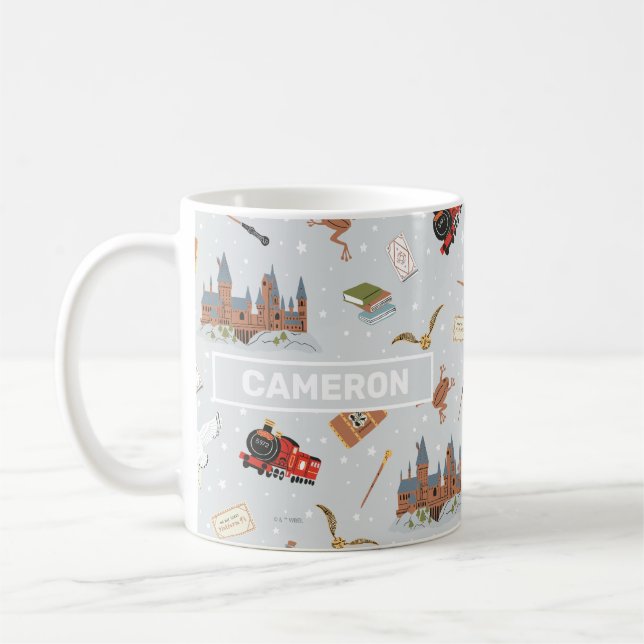 Harry Potter Cartoon Hogwarts Pattern Coffee Mug (Left)