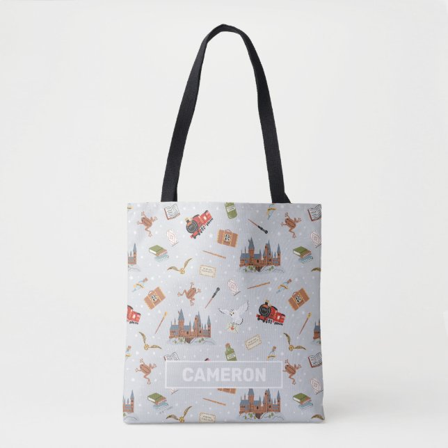 Harry Potter Cartoon Hogwarts Pattern Tote Bag (Front)