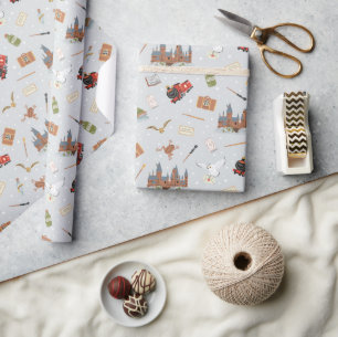 Harry Potter Cartoon Hogwarts Pattern Wrapping Paper