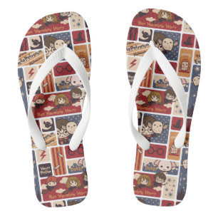 Harry Potter Cartoon Scenes Pattern Flip Flops