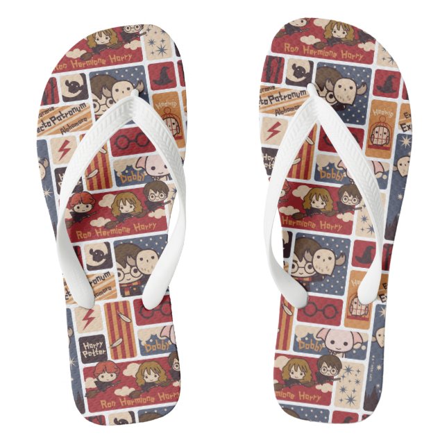 Harry Potter Cartoon Scenes Pattern Flip Flops (Footbed)