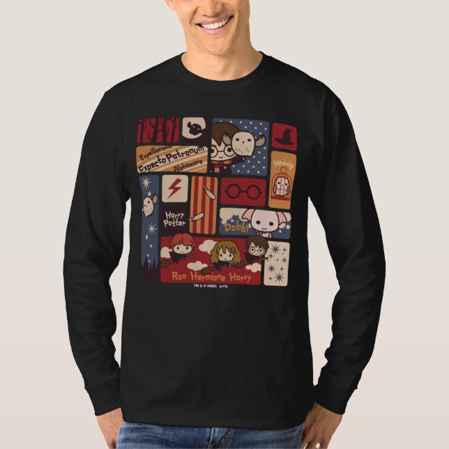 Harry Potter Cartoon Scenes Pattern T-Shirt (Front)