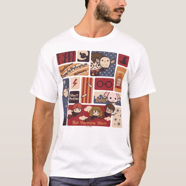 Harry Potter Cartoon Scenes Pattern T-Shirt (Front)