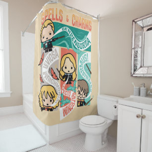 HARRY POTTER™   CARTOON SPELLS & CHARMS SHOWER CURTAIN