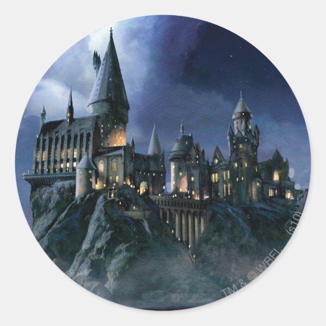 Harry Potter Castle | Moonlit Hogwarts Classic Round Sticker (Front)