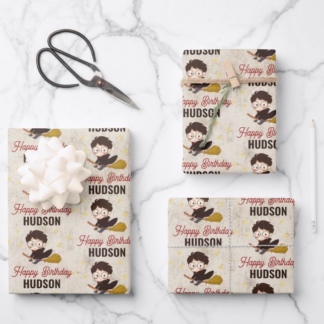 HARRY POTTER™ Character Magical Arch Birthday Wrapping Paper Sheet (Front)