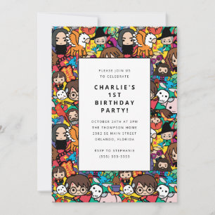 Harry Potter Character Pattern Birthday Invitation