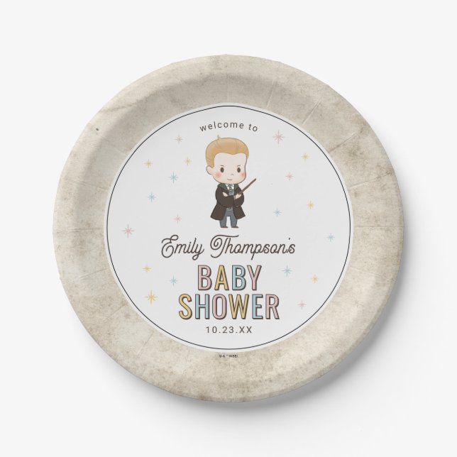 Harry Potter Chibi Draco Malfoy Wizard Baby Shower Paper Plate (Front)