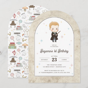 Harry Potter   Chibi Draco Malfoy Wizard Birthday  Invitation