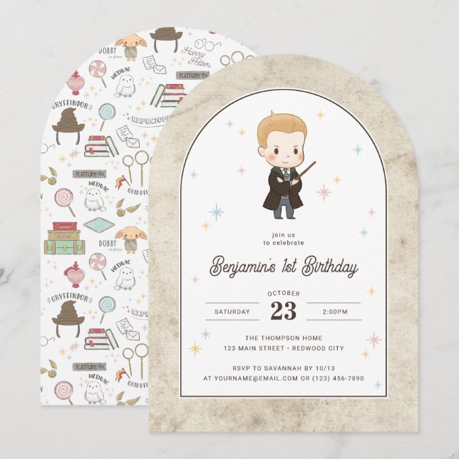 Harry Potter | Chibi Draco Malfoy Wizard Birthday  Invitation (Front/Back)
