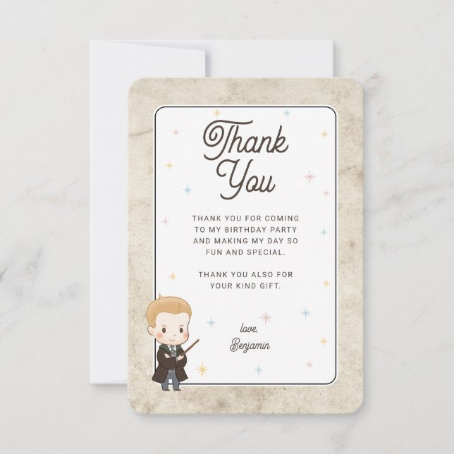 Harry Potter Chibi Draco Malfoy Wizard Birthday Thank You Card (Front)