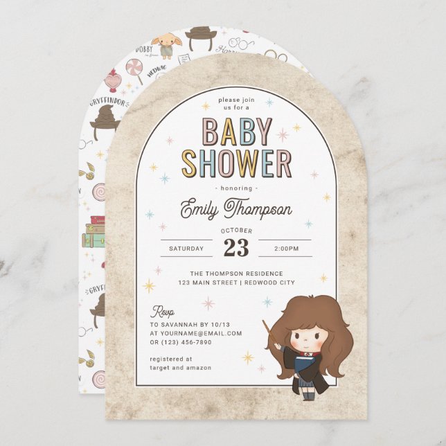Harry Potter | Chibi Hermione Wizard Baby Shower Invitation (Front/Back)