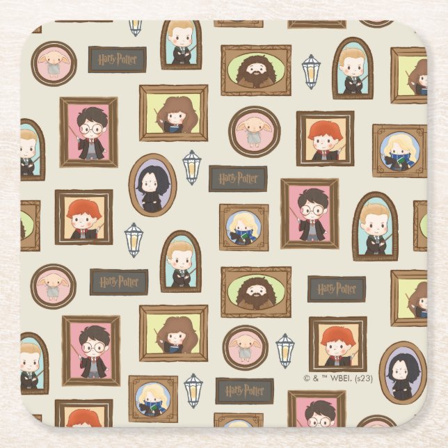 HARRY POTTER™ Chibi Picture Frame Pattern Square Paper Coaster (Front)