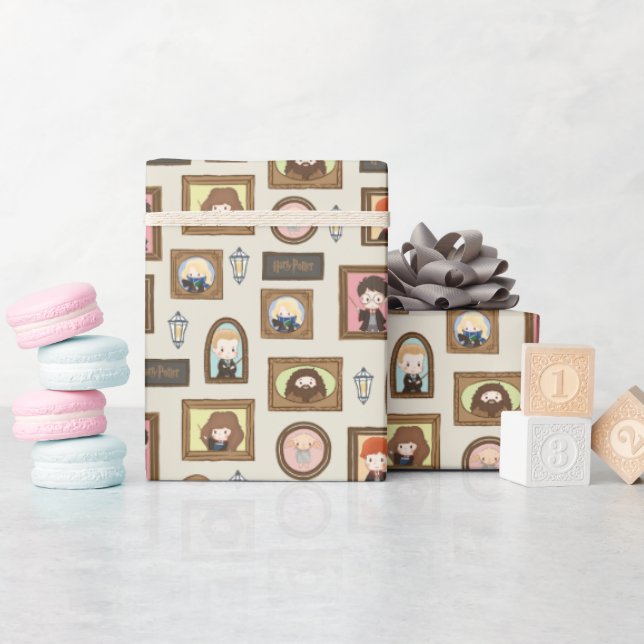 HARRY POTTER™ Chibi Picture Frame Pattern Wrapping Paper (Baby Shower)