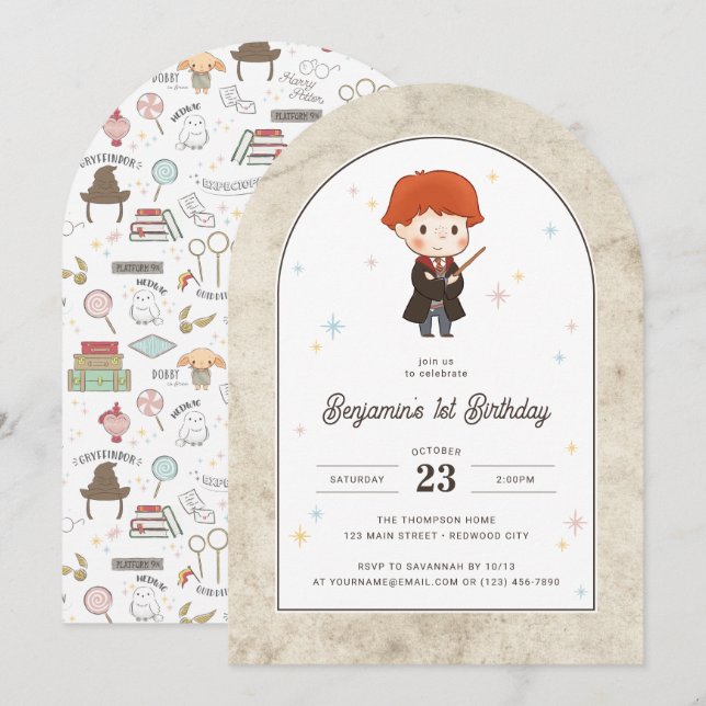 Harry Potter | Chibi Ron Weasley Wizard Birthday  Invitation (Front/Back)