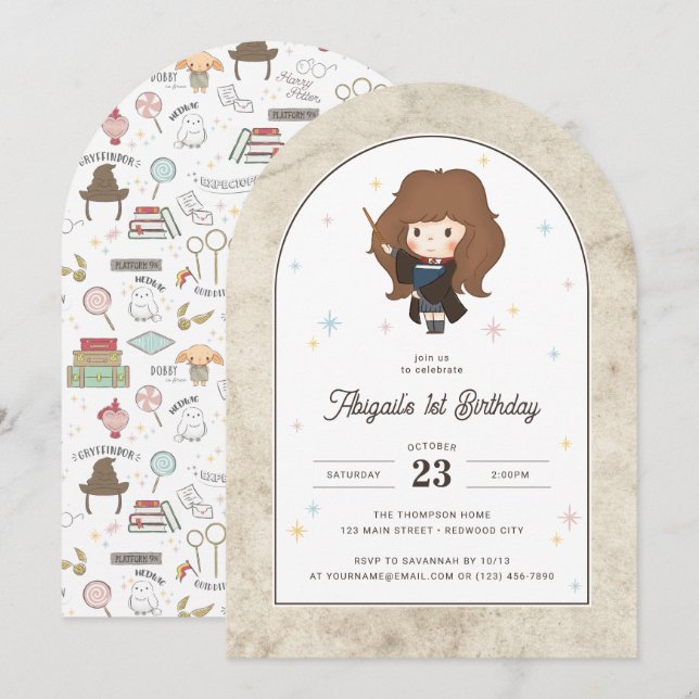 Harry Potter | ChibiHermione Wizard Birthday  Invitation (Front/Back)