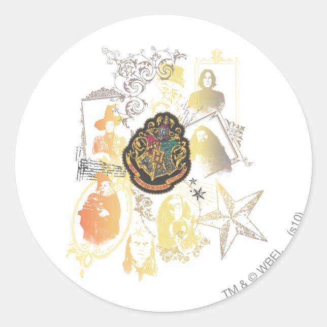 Harry Potter | Colourful Hogwarts Crest Classic Round Sticker (Front)