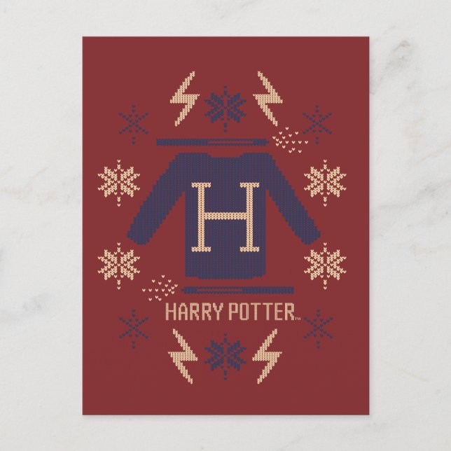 HARRY POTTER™ Cross-Stitch Sweater Graphic Holiday Postcard (Front)
