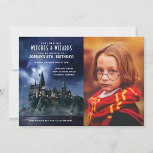Harry Potter   Dark Hogwarts Castle Birthday Photo Invitation