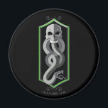 Harry Potter | Dark Mark Sigil Magnet<br><div class="desc">Check out this Dark Mark sigil,  featuring the iconic knotted snake coming from the mouth of a skull on top of an elongated black and green panel.</div>