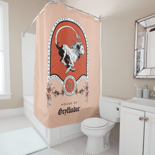 HARRY POTTER™ | Delicate Sketch GRYFFINDOR™ Crest Shower Curtain (In Situ)