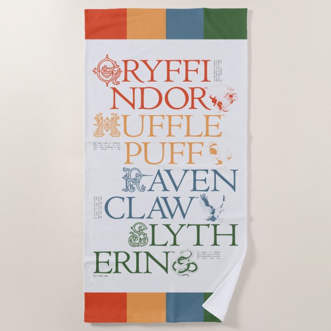 HARRY POTTER™ | Delicate Sketch HOGWARTS™ Houses Beach Towel (Front)