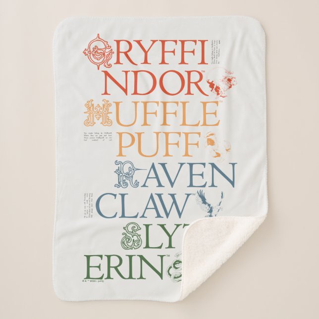 HARRY POTTER™ | Delicate Sketch HOGWARTS™ Houses Sherpa Blanket (Front)