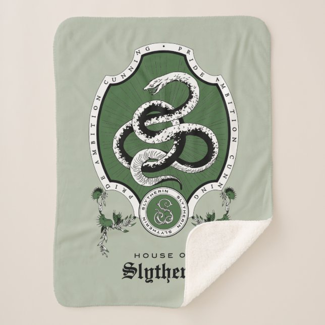 HARRY POTTER™ | Delicate Sketch SLYTHERIN™ Crest Sherpa Blanket (Front)