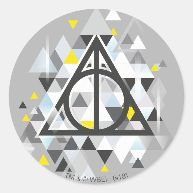 Harry Potter | Geometric Deathly Hallows Symbol Classic Round Sticker (Front)