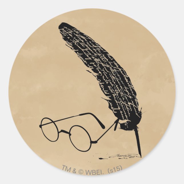 Harry Potter | Glasses And Quill Classic Round Sticker (Front)
