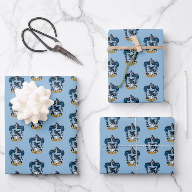 Harry Potter  | Gothic Ravenclaw Crest Wrapping Paper Sheet (Front)