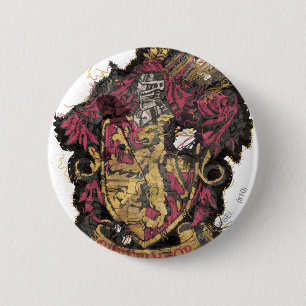 Harry Potter   Gryffindor Crest - Destroyed 6 Cm Round Badge