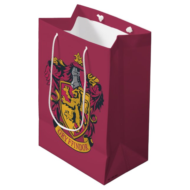 Harry Potter | Gryffindor Crest Gold and Red Medium Gift Bag (Front Angled)