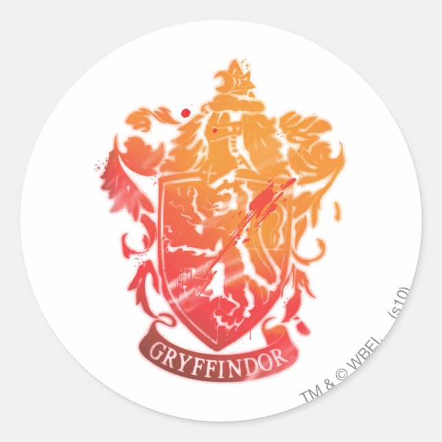 Harry Potter | Gryffindor Crest - Splattered Classic Round Sticker (Front)