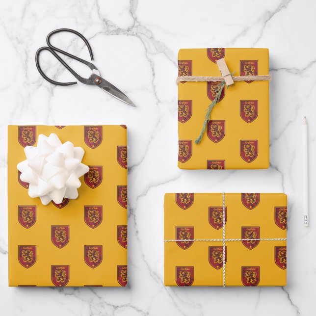 Harry Potter | Gryffindor House Pride Crest Wrapping Paper Sheet (Front)