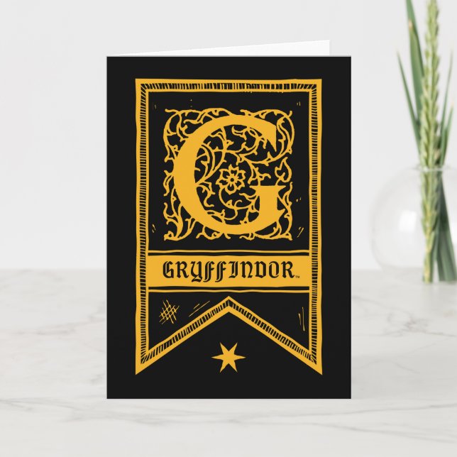 Harry Potter | Gryffindor Monogram Banner Note Card (Front)
