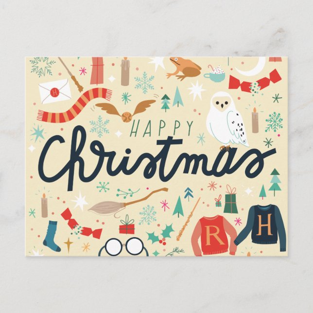 Harry Potter | Happy Christmas With Festive Icons Holiday Postcard (Front)
